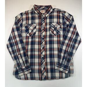 Levi’s XXL Plaid Flannel Shirt Snap Button Western Cotton Long Sleeve